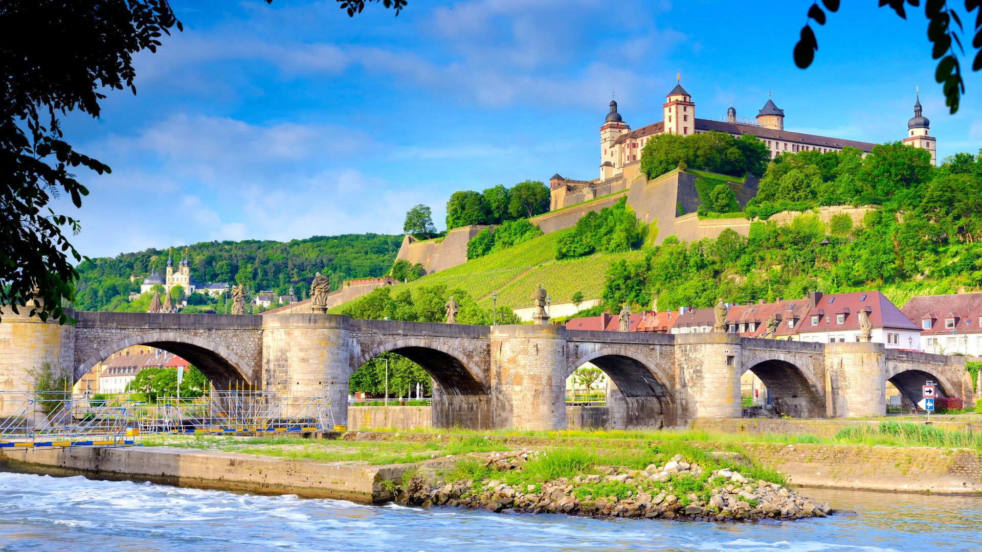 Würzburg: Marienberg Citadel overlooking the banks of the river Main