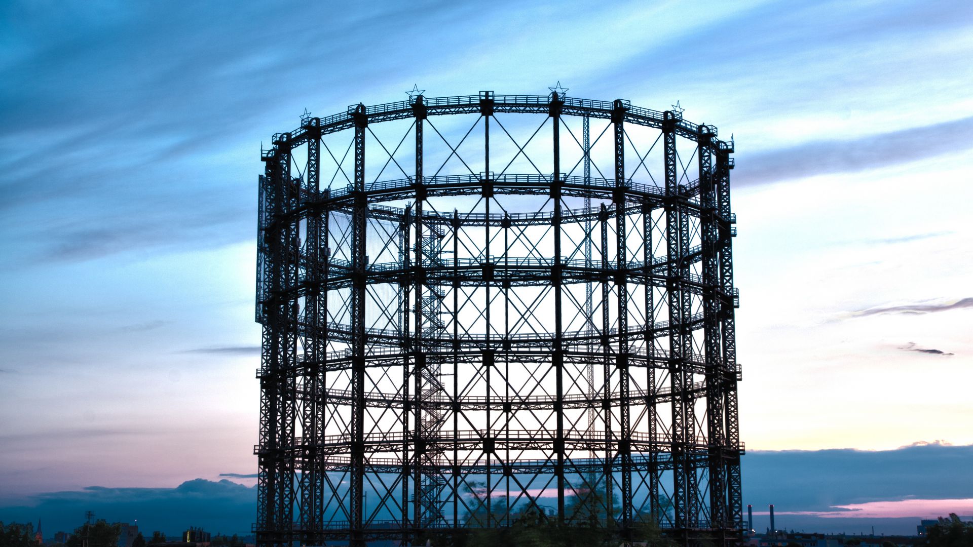 Berlin: Gasometer in Berlin Schöneberg in the evening sun